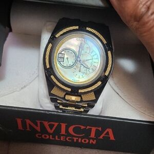 Invicta Black and Gold Chronograph Watch